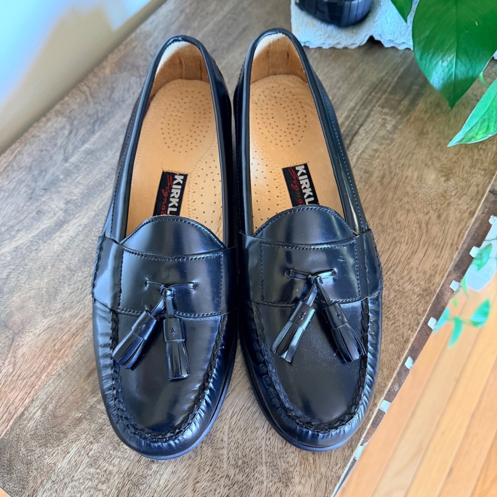 Kirkland Signature Tassel Kiltie Loafers Mens 9 D‎ Black Leather Shoes Brazil - Picture 4 of 11